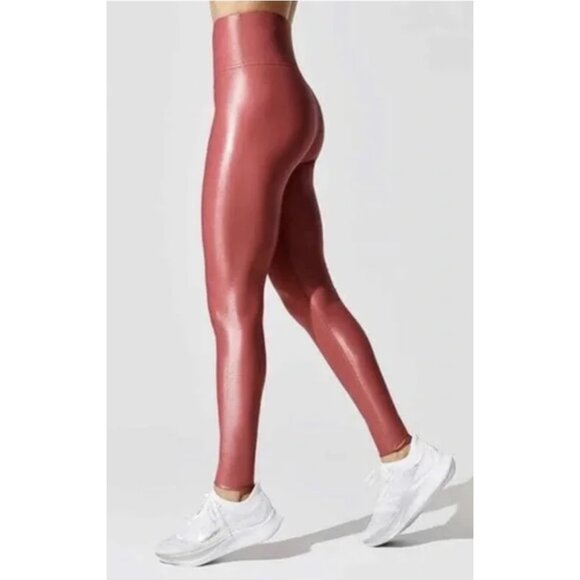 Carbon38 Pants - CARBON38 High Rise 7/8 Leggings Takara Shine in Azalea Dusky Pink - Size S